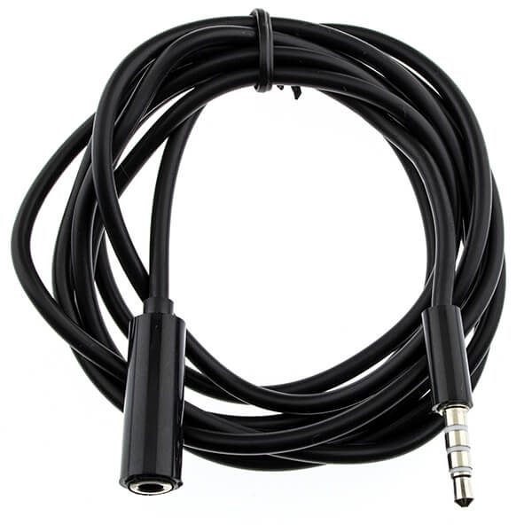 Кабель удлинитель AUX Audio 4-pin 3.5 мм M/F 1,5 м Metal Black