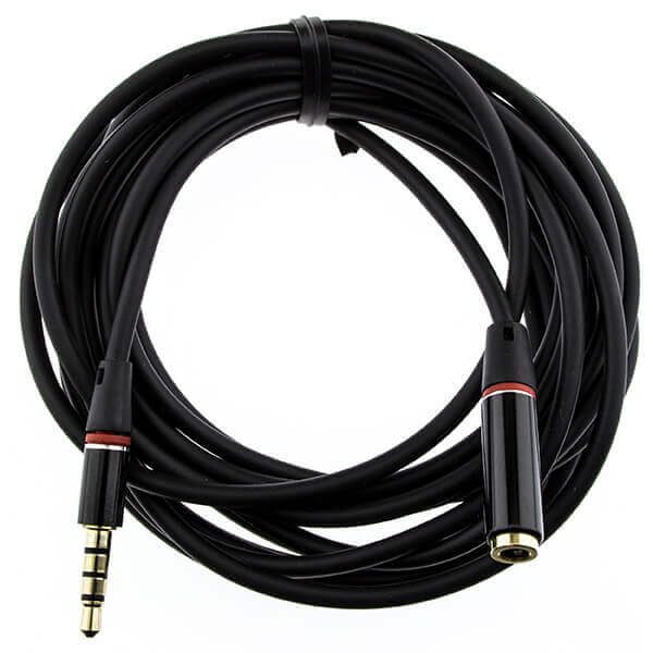 Кабель удлинитель AUX Audio 4-pin 3.5 мм M/F 1,5 м Metal Black