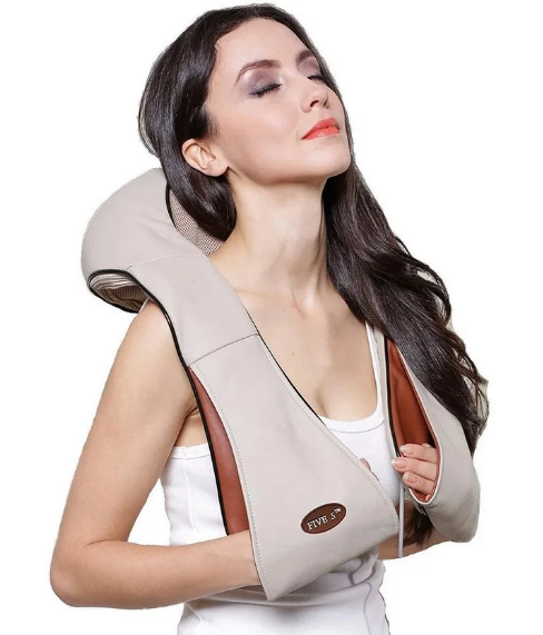 Массажер для шеи спины с ИК-подогревом | Massager of neck kneading Plus | Роликовый массажер-накидка на плечи