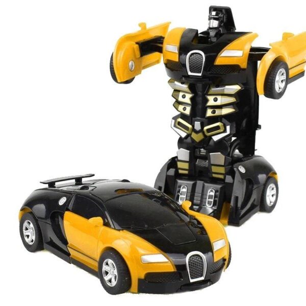 Машина-трансформер с пультом и аккумулятором Bugatti Veyron robot car size 1:18 Желтая